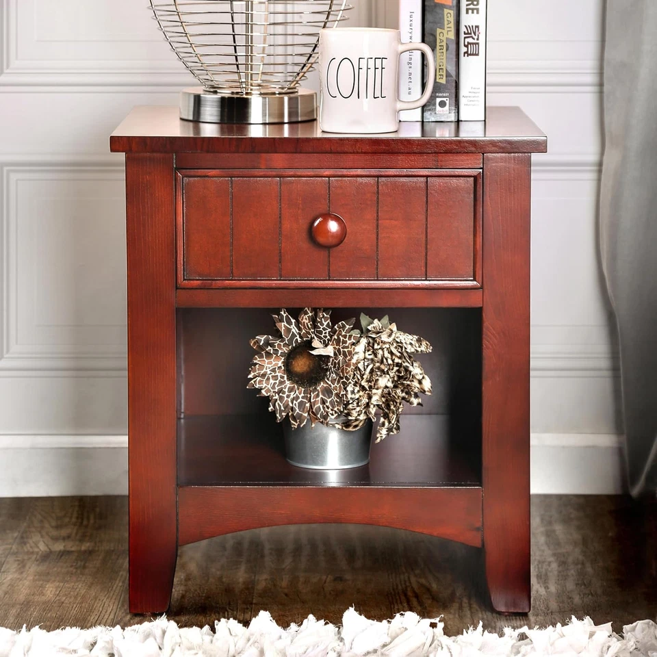 Furniture of America Max 1-Drawer Nightstand, Cherry - Изображение 3 из 4