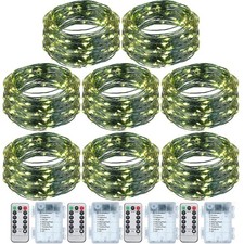 8 Pcs Battery Operated String Lights Outdoor String Lights 33 ft 100 LED Warm...