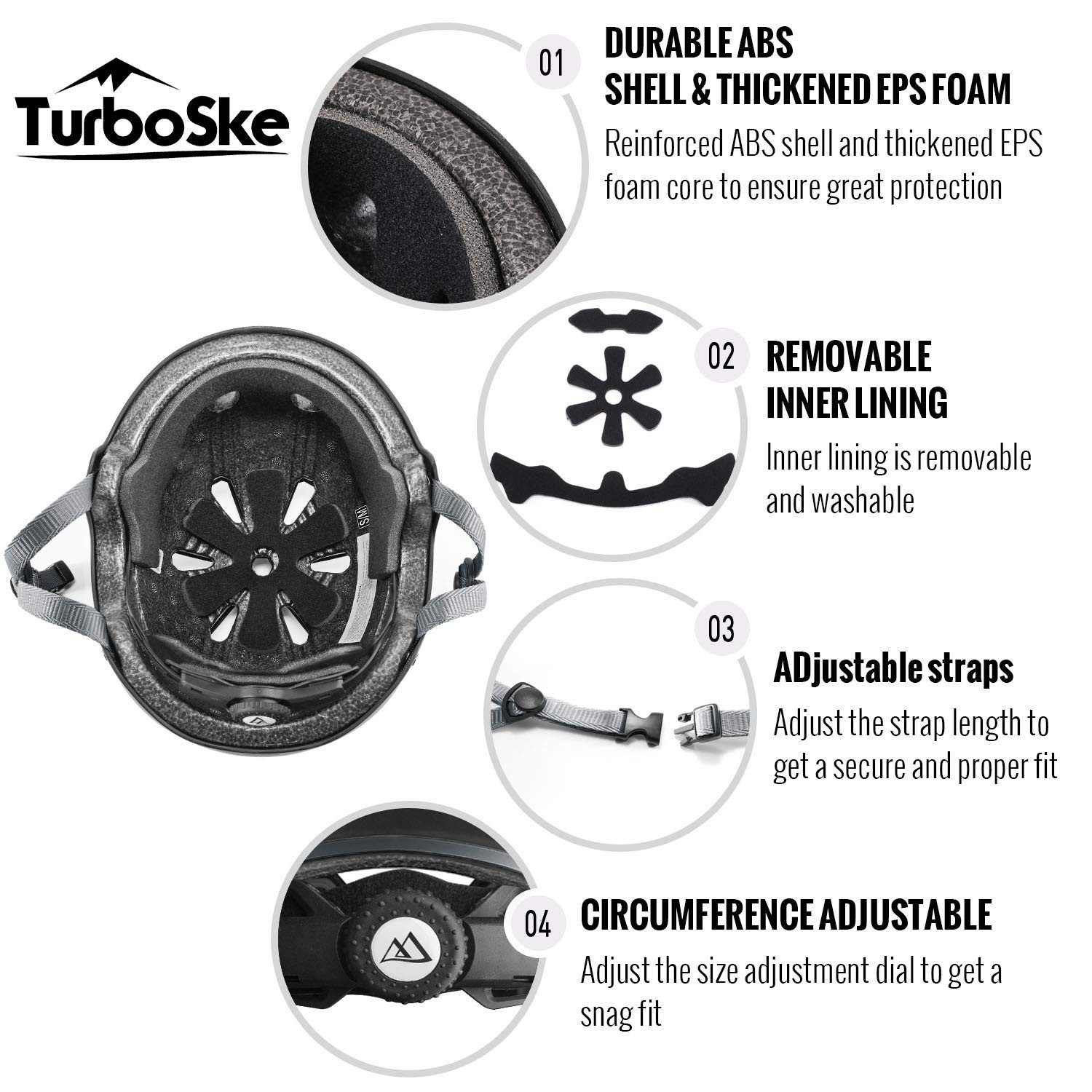 Skateboard Helmet, BMX Helmet, Multi-Sport Helmet, Bike Helmet for Kids, Yout...