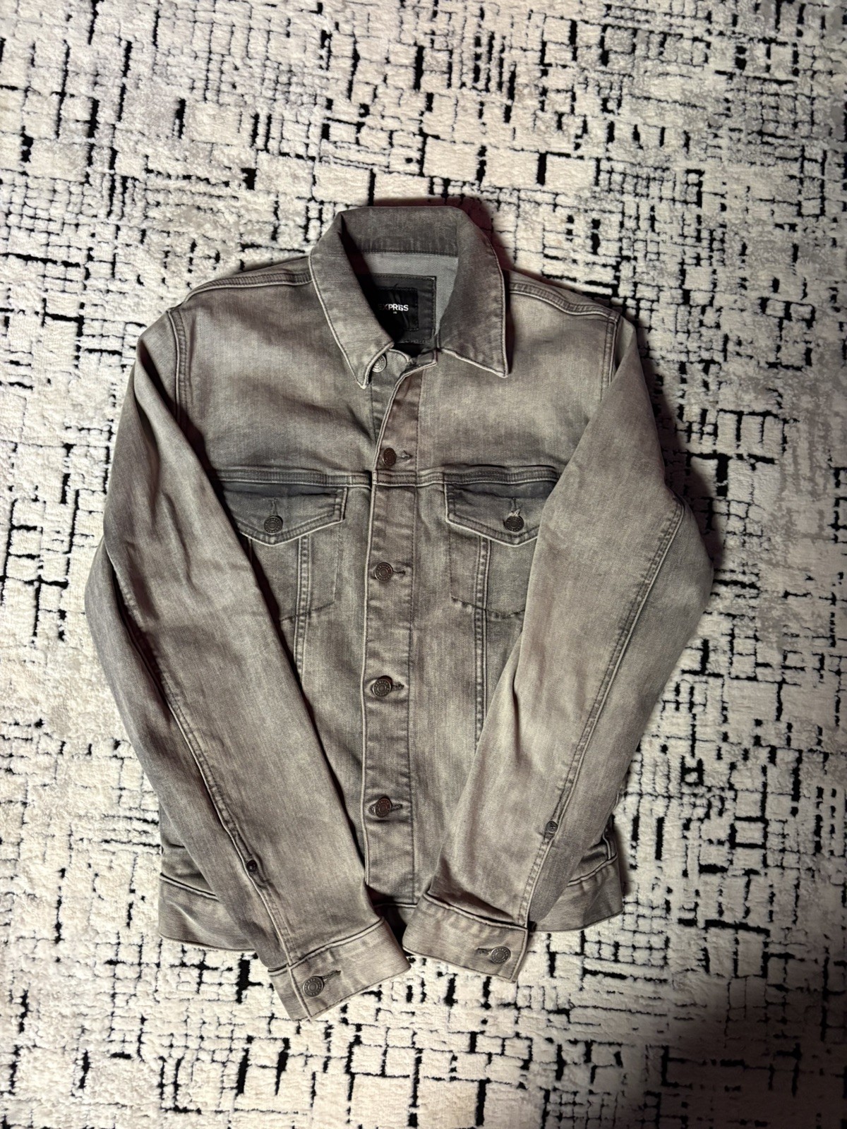 Express Hyper Stretch Button Front Denim Jacket M… - image 2