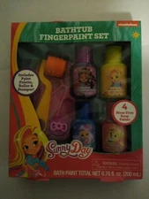 1X Sunny Day 7 Piece Bath Fingerpaint Play Set Gift Set Pink Palette Orange Roll
