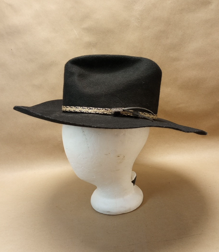 Vintage MHT Cowboy Hat Size 7 Black Western wool USA Master Hatters Of Texas - Picture 3 of 13