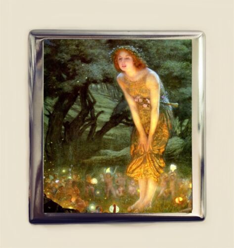 Art Nouveau Fairy Queen Cigarette Case Business Card ID Holder Wallet Fantasy - Picture 1 of 4