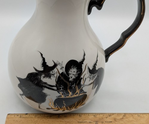 Potters Studio Witch’s Brew Cauldron & Black Raven Halloween Spooky 10" Pitcher - Picture 9 of 10