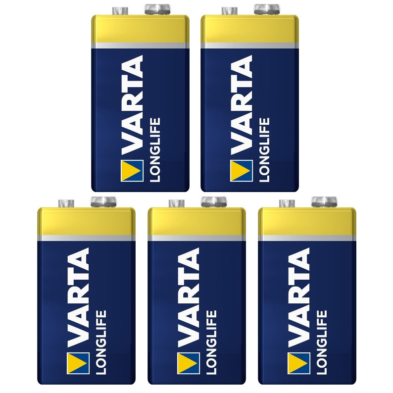 5X Varta Longlife Alkali-Mangan Batterie 9V Block 6Lr61 Alkaline Rauchmelder
