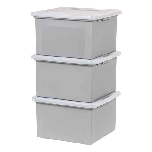 37 qt. Gray Snap Tight Plastic Letter and Legal File Organizer Box (Pack of 3)