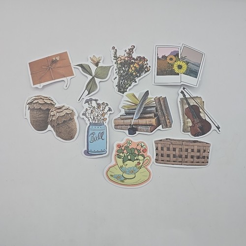 Cottagecore Stickers Lot of 49 Pieces Matte Finish Flowers Botanicals Animals - Picture 6 of 7