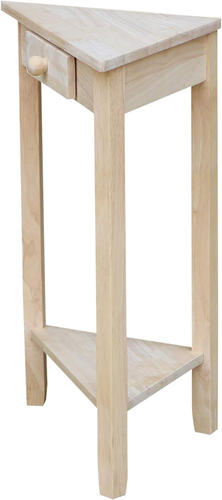 Corner Accent Table Solid Real Wood, Sturdy Parawood, 19.7" W X 9.9" D X 24" H, - Picture 6 of 11