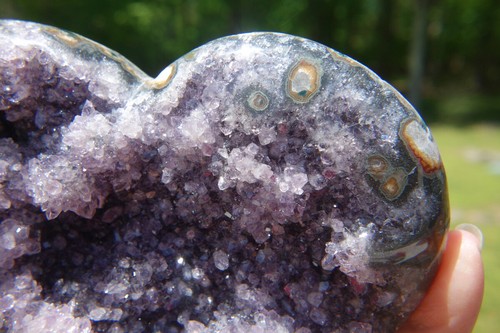 Large Purple Crystal Amethyst Stone Heart Uruguay - Picture 3 of 5
