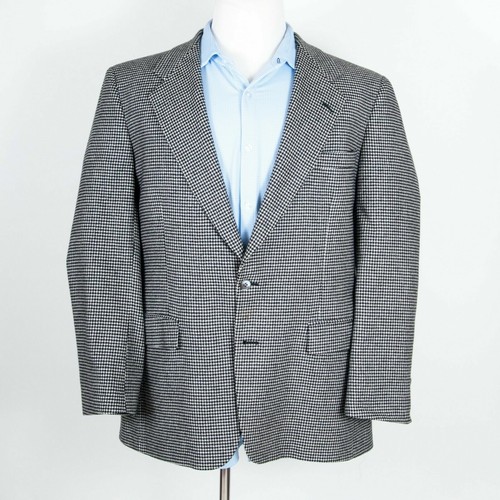 Vintage Alan Lebow 100% Cashmere Houndstooth Pattern Sportcoat 44 R