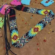 Western Seed Beaded Hat Band Fit Cowboy Hatband South West Multi Color Hat Band