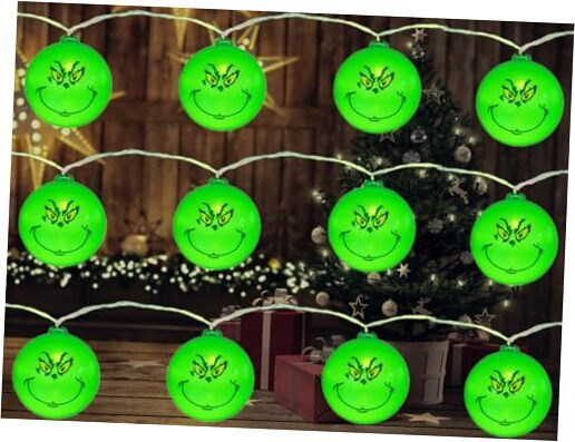 Festival Lights 10 Ft 20 LED, Green String Lights, Christmas Decorations