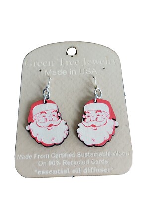 Green tree Jewelry Christmas earrings dangle Santa, Snow flakes NWT 2 pair
