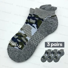 3 Pairs BOMBAS Men's Camouflage grey Ankle Socks Honeycomb Cushion Size MED 6-9