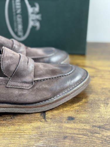 Green George Mocassino Uomo Suede Testa Moro Luxury Handmade Men 45 - Imagen 4 de 7