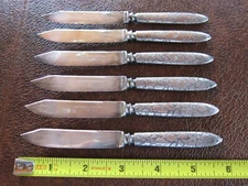 6 Pc Meriden Cutlery Co Fruit Knives Circa 1880s Hibiscus Flower Free Shipping