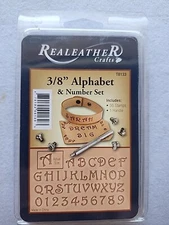 Realeather Crafts 30 Stamps 1 Handle 3/8" Alphabet Numbers Stamping Tools  T8134