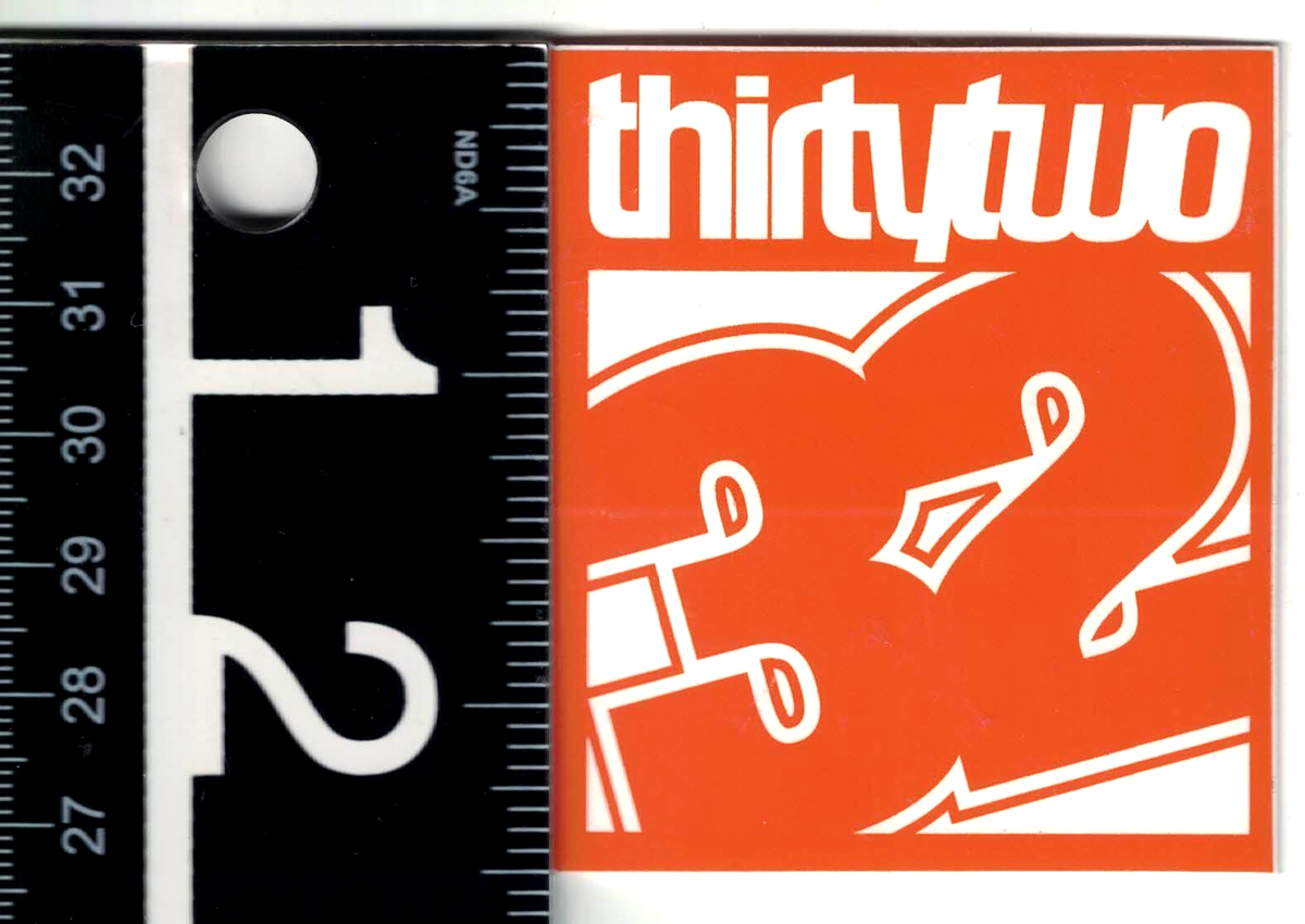 Thirtytwo Snowboard Sticker 2.5 in x 2.25 in Orange/White 32 Decal