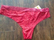 NWT CALVIN KLEIN 3517 STRETCH THONG SMALLsz BURGUNDY/PRINT