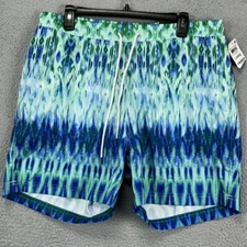INC International Concepts Quick Dry Swim Trunks Mens Large Blue Green Swimwear
