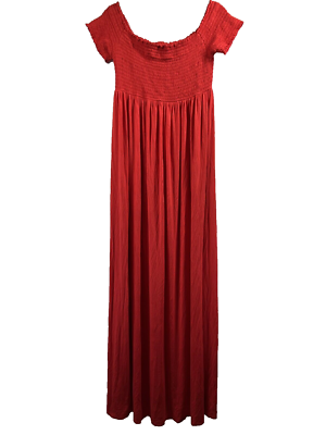 Isabel Women's Maxi Maternity Dress Size Medium Solid Red Smocked Cap  Sleeves | eBay