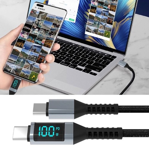 100W USB C to USB C Charging Cable Type C Charging Cable with Digital Display