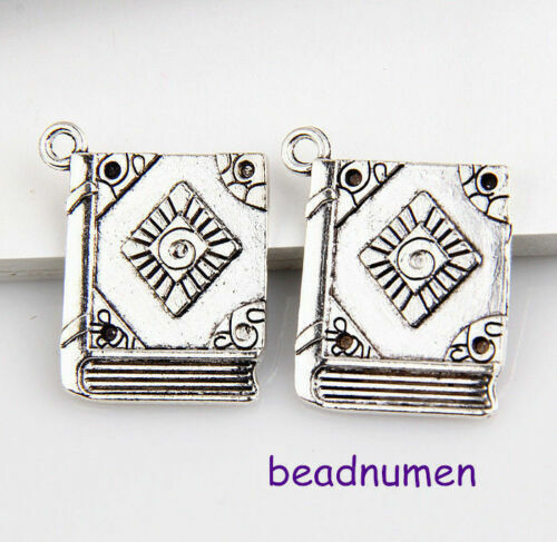 Bulk! 45Pcs Silver Book Charms 23X18mm For Jewelry | eBay