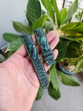 24/22 MM Green 100% Genuine Ostrich Legs Leather Skin Watch Strap Band FOR PAM