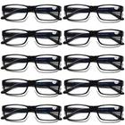10 PK Mens Unisex Blue Light Blocking Reading Glasses Black Spring Hinge Readers