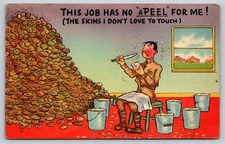 Postcard  Linen Military Humor This Job Has No aPeel For Me  [ha]