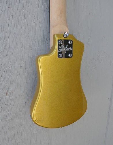 HOFNER HCT-SH-GT SHORTY TRAVEL Chitarra elettrica METALIC GOLD SPARKLE & Gig Bag - Foto 11 di 11