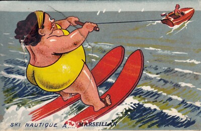 Alte AK MARSEILLE Wasserski geschrieben