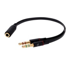 3.5mm Y Splitter 2 Jack Male to 1 Female Headphone Mic Audio Adapter Di3k T1