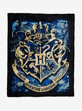 Harry Potter Hogwarts Crest Faux Mink Sherpa Throw Super Soft Blanket 50"x60"