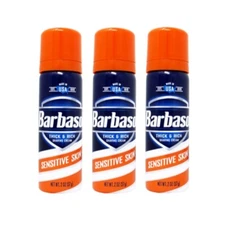 3 Pack Barbasol Sensitive Skin Thick & Rich Shaving Cream 2 Oz Each