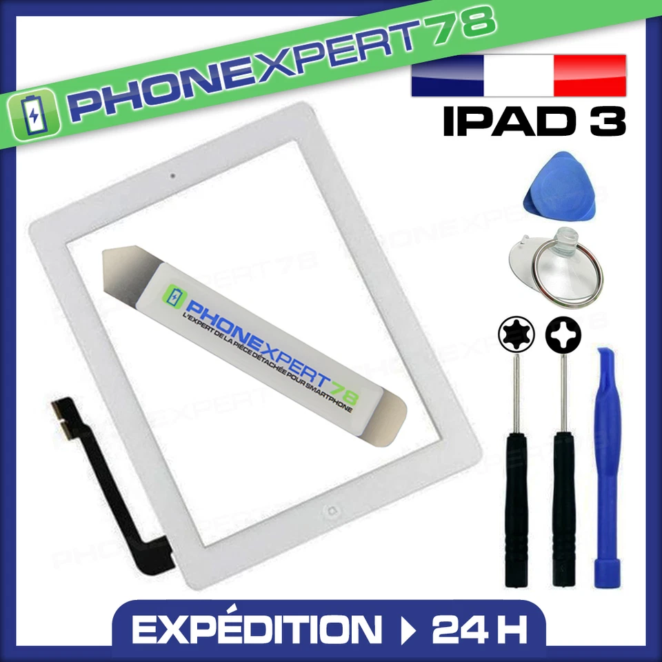SANS MARQUE ECRAN VITRE TACTILE COMPLÈTE BLANCHE pour IPAD 3 BLANC + OUTILS ET iLAME PRO