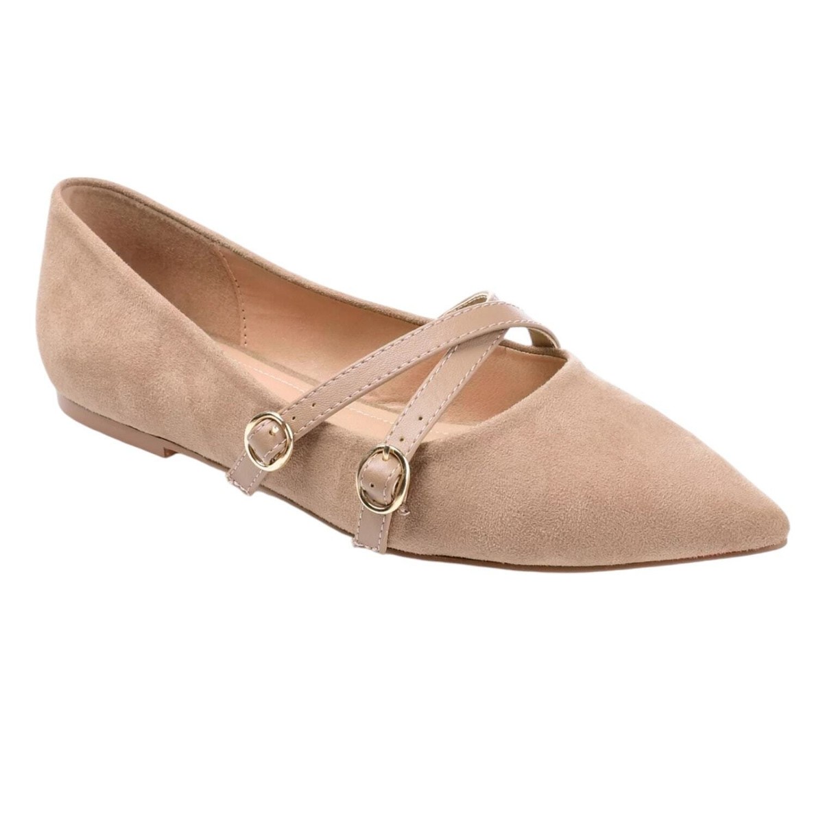 Journee Women's Patricia Pointed Toe Ballet Flats Taupe Size W