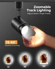 5-Color Zoomable H Track Lighting Heads Track Light Heads Dimmable 12W