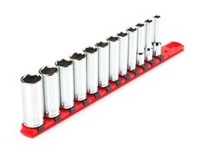 Tekton SHD91106 3/8 Inch Drive Deep 6-Point Socket Set, 12-Piece 8-19 mm 