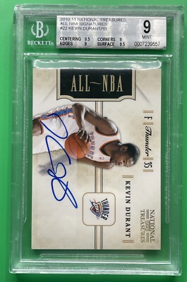 2010-11 National Treasures Kevin Durant All NBA Signatures AUTO /10 BGS 9 Mint