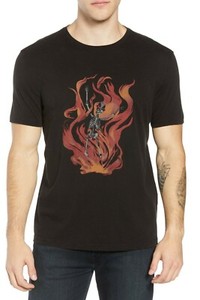 John Varvatos Star USA Men/'s Black Not Again Distressed Graphic Crew-Neck Shirt