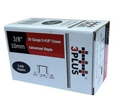 3PLUS T50/10 20 Gauge 3/8-Inch Crown 3/8-Inch Leg Length Fine Wire Staples