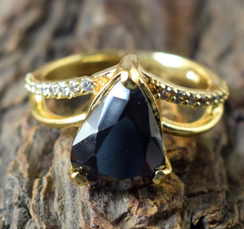 7.36 Ct Pear Cut Black Diamond Solitaire Certified Women Ring Anniversary Gift