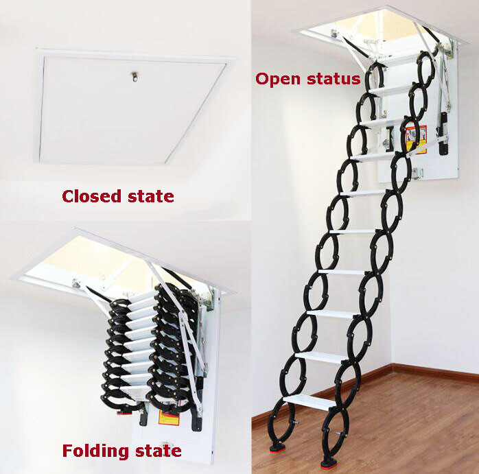 Space-Saving Attic Ladder Extension Loft Folding Stairs Retractable Design