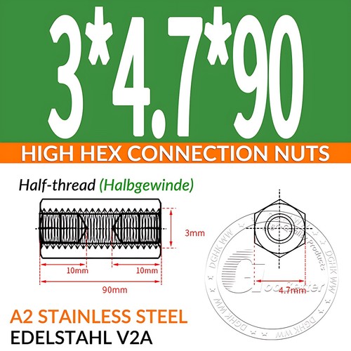 HIGH HEX CONNECTION NUTS HEXAGON CONNECTOR ROD BAR STUD LONG NUT M2 M3 M4 - M24 - Picture 59 of 197