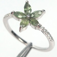 Heated Gemstone Green Sapphire Cubic ZIrconia Ring 925 Sterling Silver Size 6