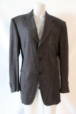 Men Canali Gray Brown Wool Cashmere Check Sport Coat Blazer Jacket 50R US/40R