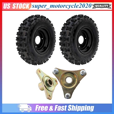 2PCS 4.10-6'' Tire Rim +17T Rear Wheel Hubs Kit For ATV Go Kart Quad E-Bike Razor