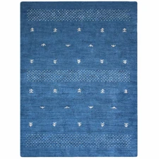 Eco-Friendly Hand Knotted Loom Silk Mix Area Rug Contemporary Blue BBLSM515