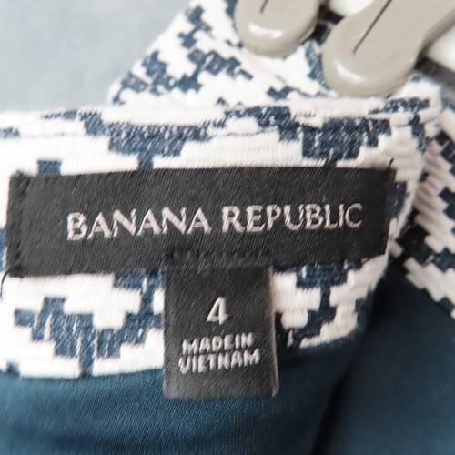 BANANA REPUBLIC Skirt Womens 4 Navy Blue White Geo Jacquard Stretch Lined Career - Picture 7 of 9
